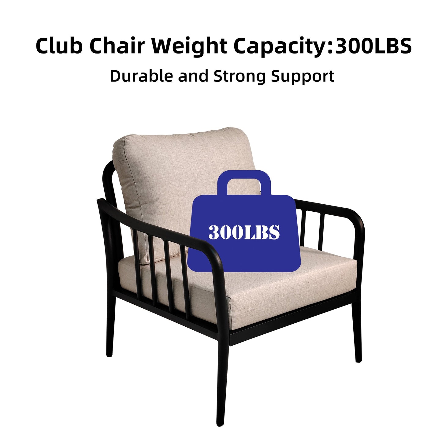 3-Piece Modern Conversation Set: Aluminum Patio Club Chairs with Plush Cushions & Marble-Look Side Table