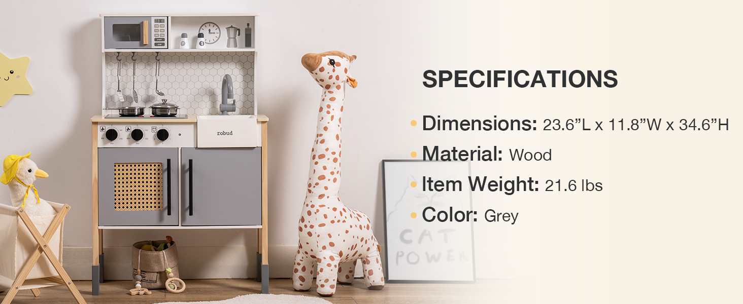 Grow With Me Adjustable Height Kitchen | Gray - Oliver Ruffus