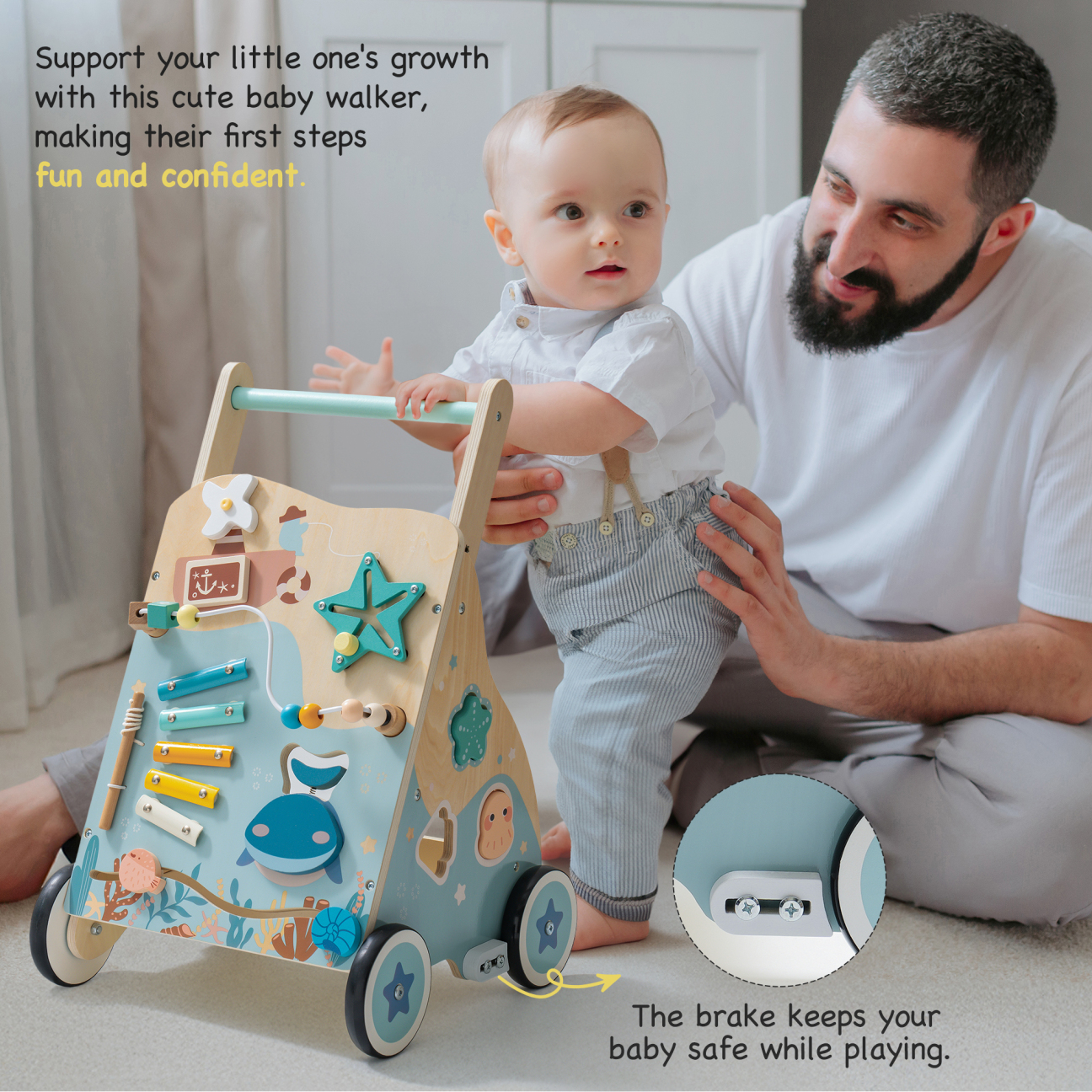 Baby Push Walker Wooden Ocean Themed