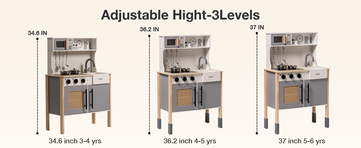 Grow With Me Adjustable Height Kitchen | Gray - Oliver Ruffus