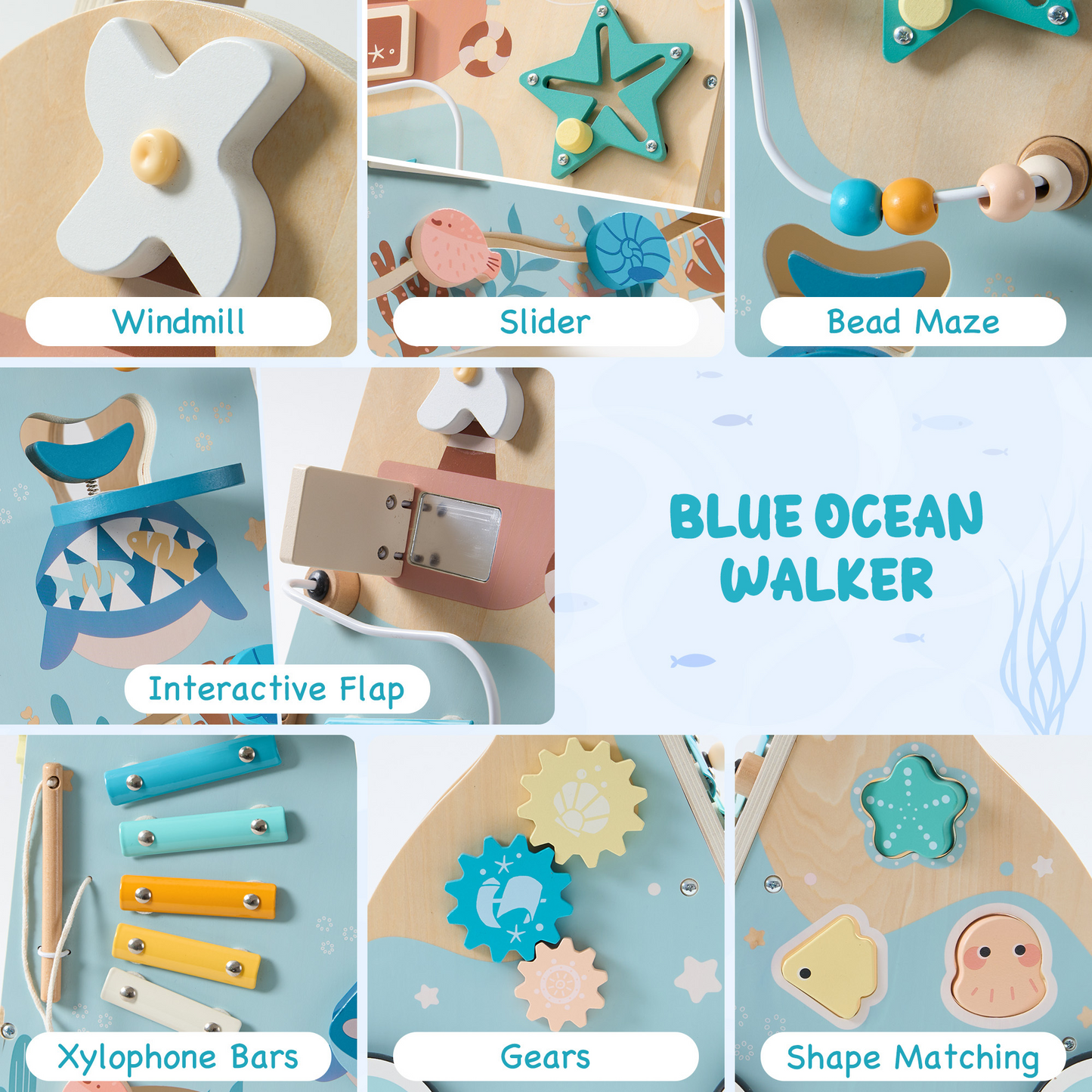 Baby Push Walker Wooden Ocean Themed