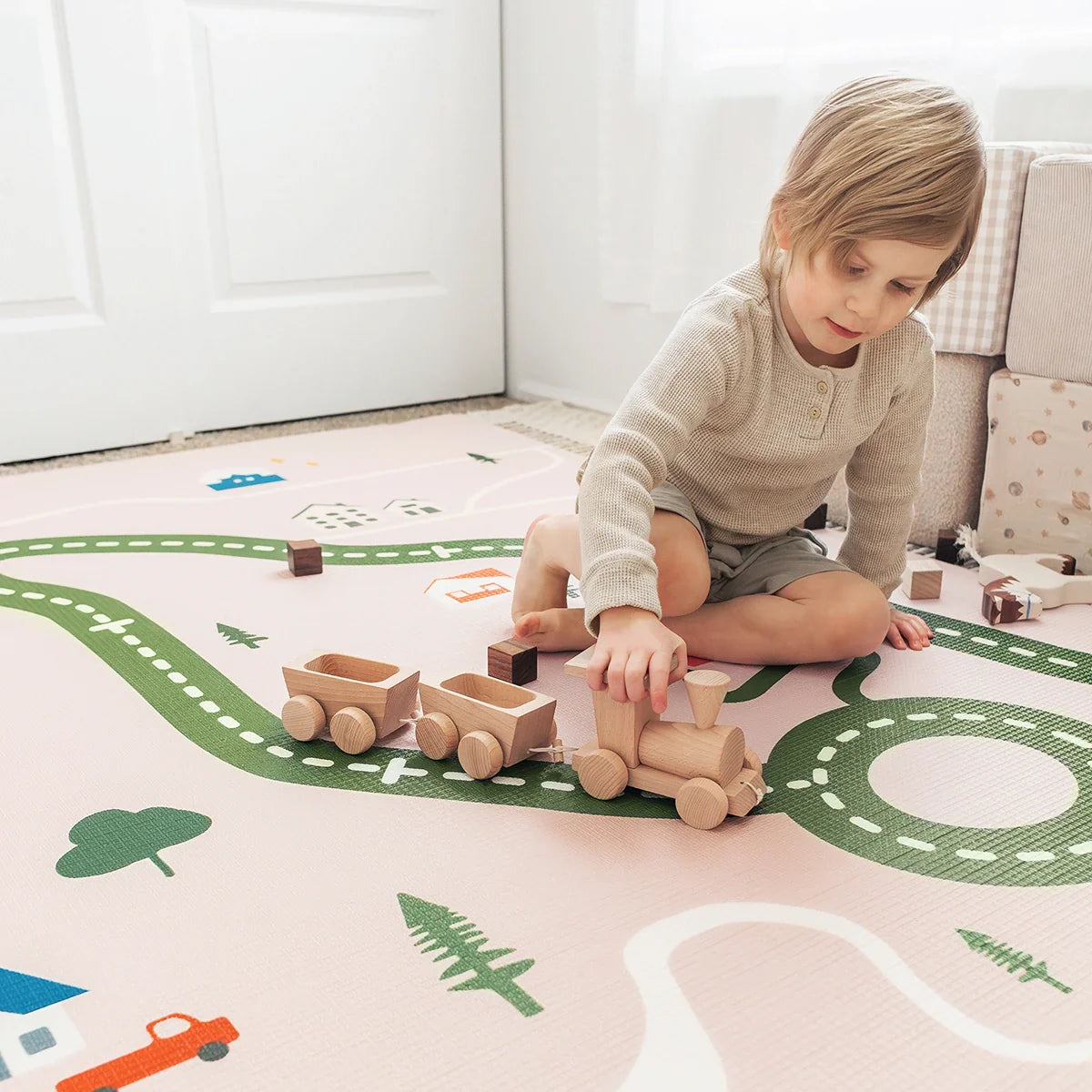 Tiny Land® Double-Sided Baby Playmat Forest Track Wonder – Oliver