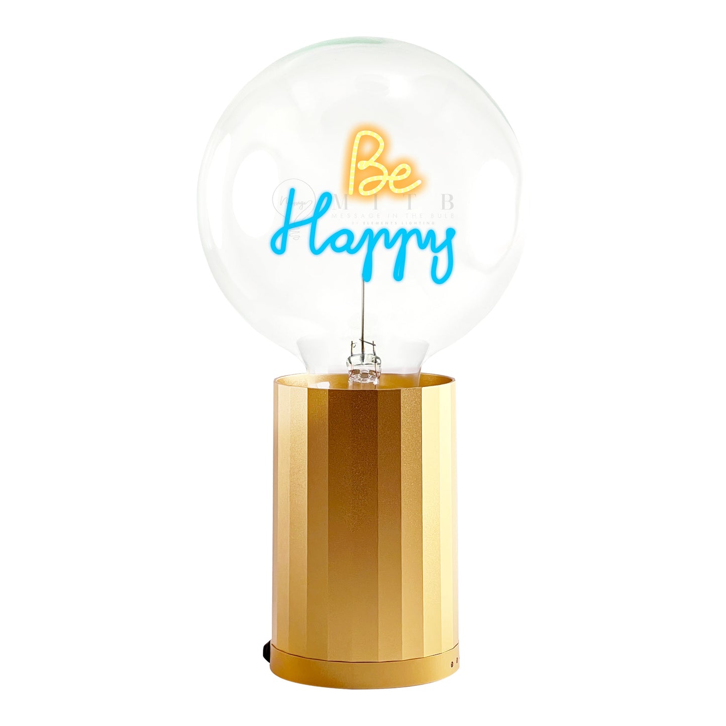 Bulb BE HAPPY Amber/ Blue with Base Table Lamp PORTABLE