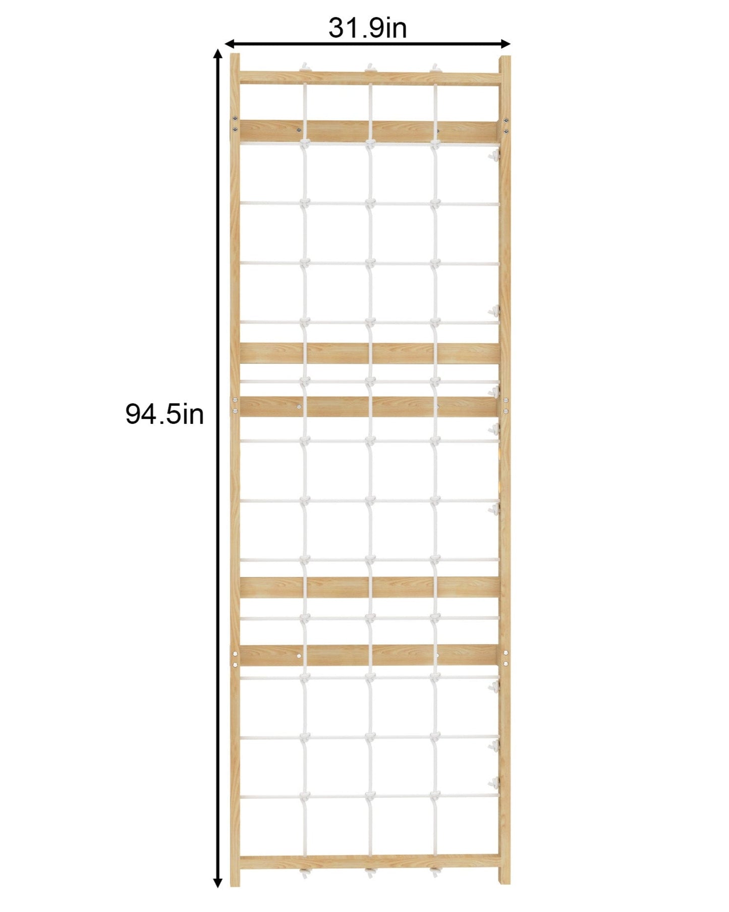Avenlur Walnut Modular Add-On Rope Wall Panel – Indoor Wooden Climbing Net for Kids | Montessori Jungle Gym Expansion