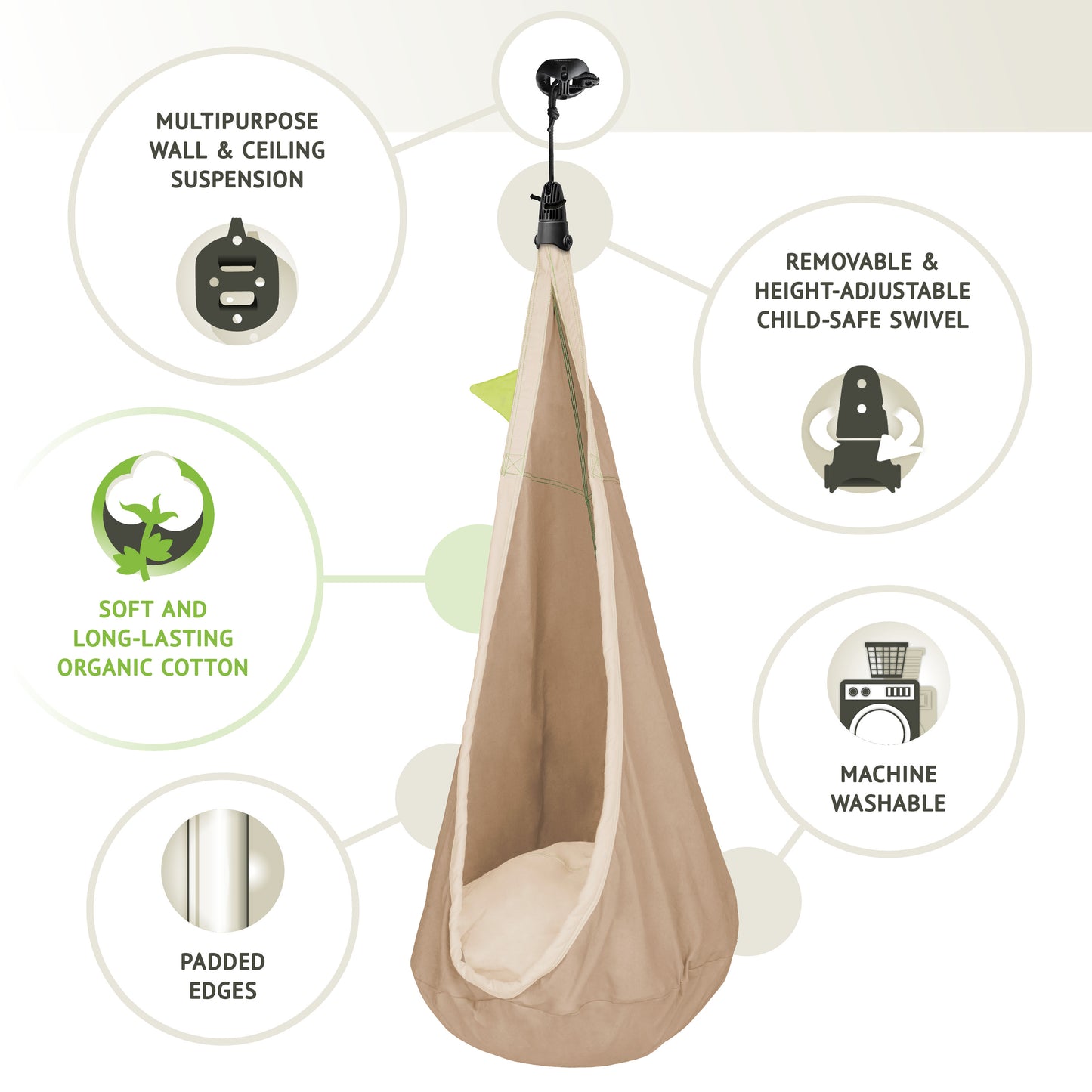 Joki Organic Cotton Kids Hanging Nest with Suspension