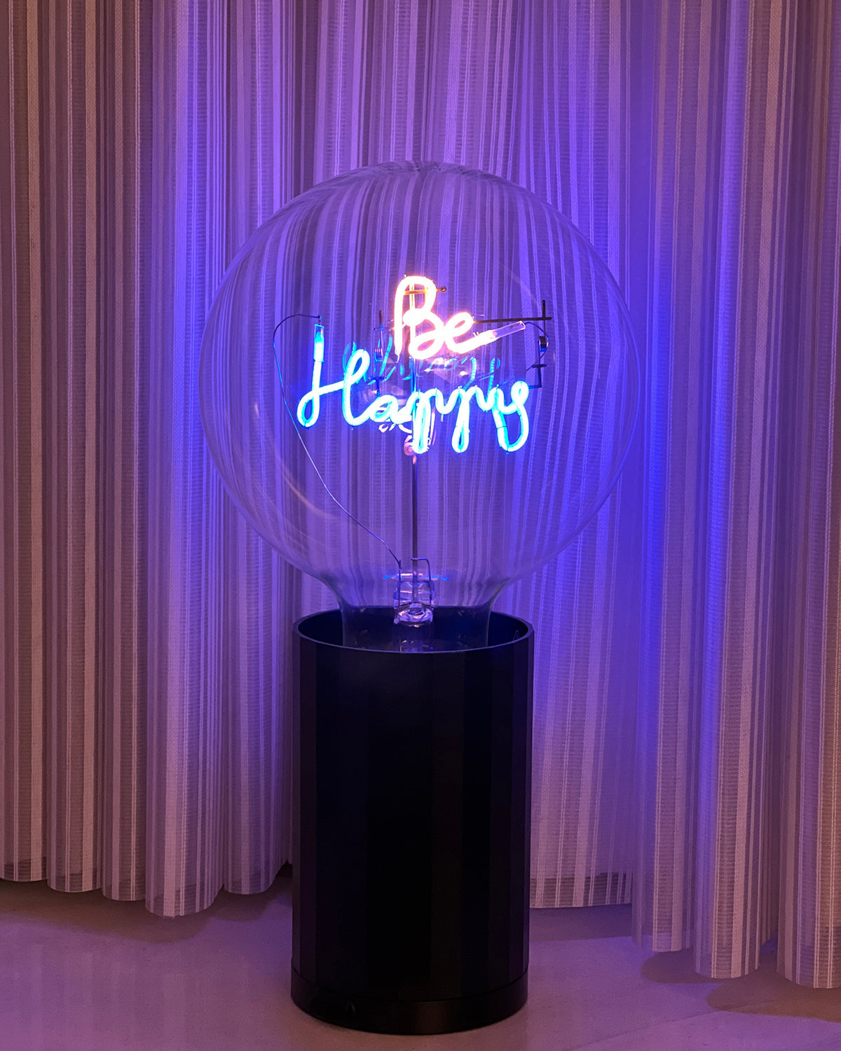 Bulb BE HAPPY Amber/ Blue with Base Table Lamp PORTABLE