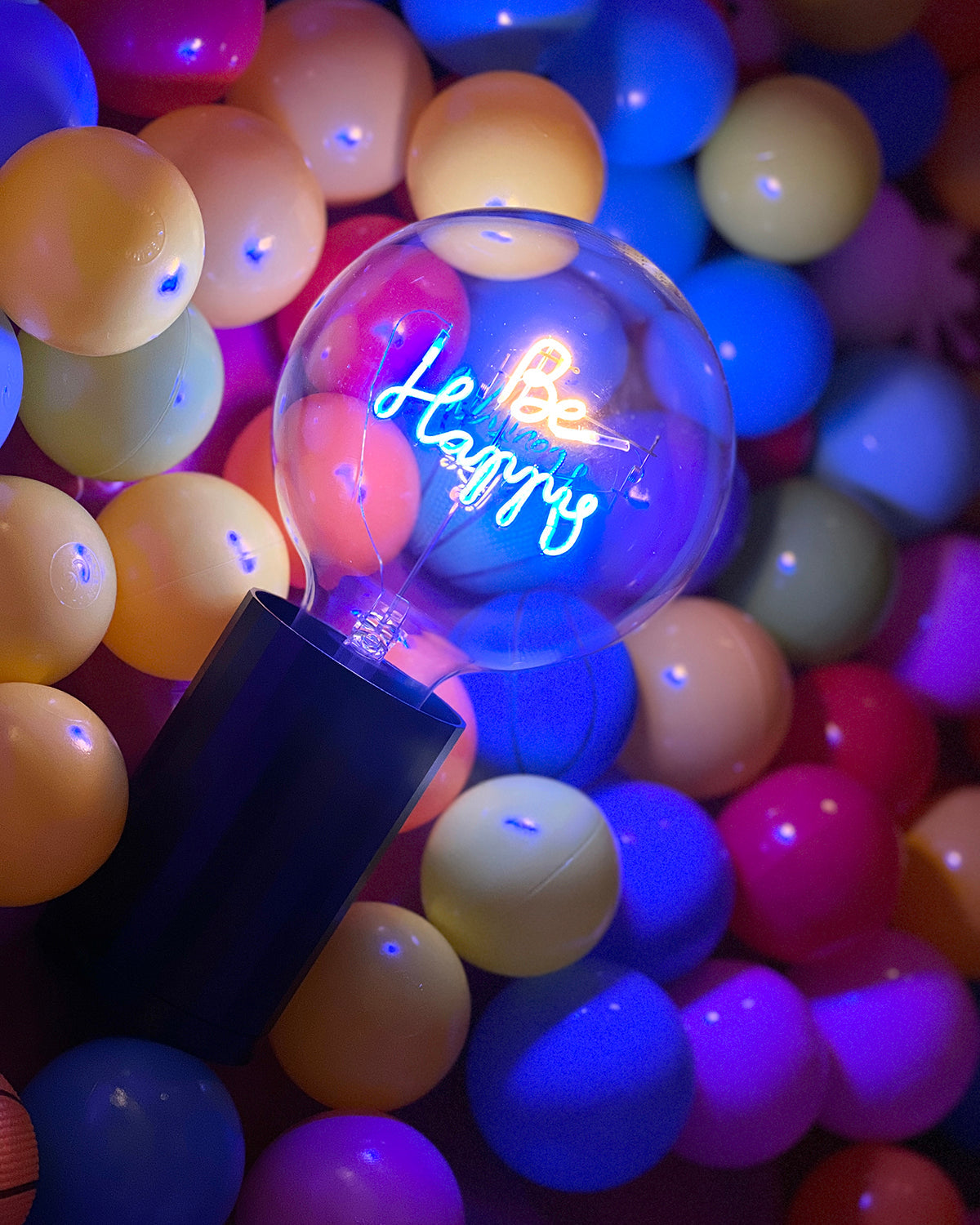 Bulb BE HAPPY Amber/ Blue with Base Table Lamp PORTABLE