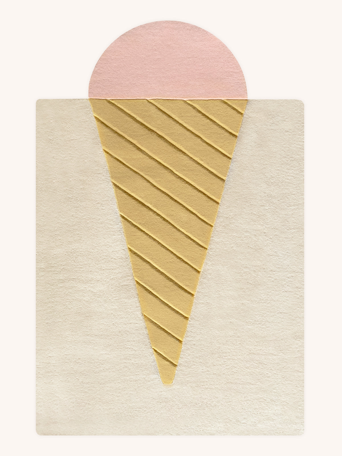Rug ICE CREAM Cream / Pink and Light Brown Print 4 x 5 ft