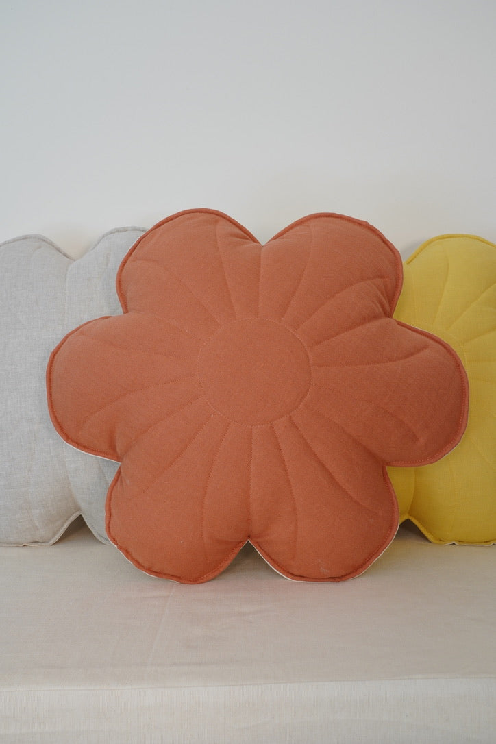 Linen Papaya Flower Pillow