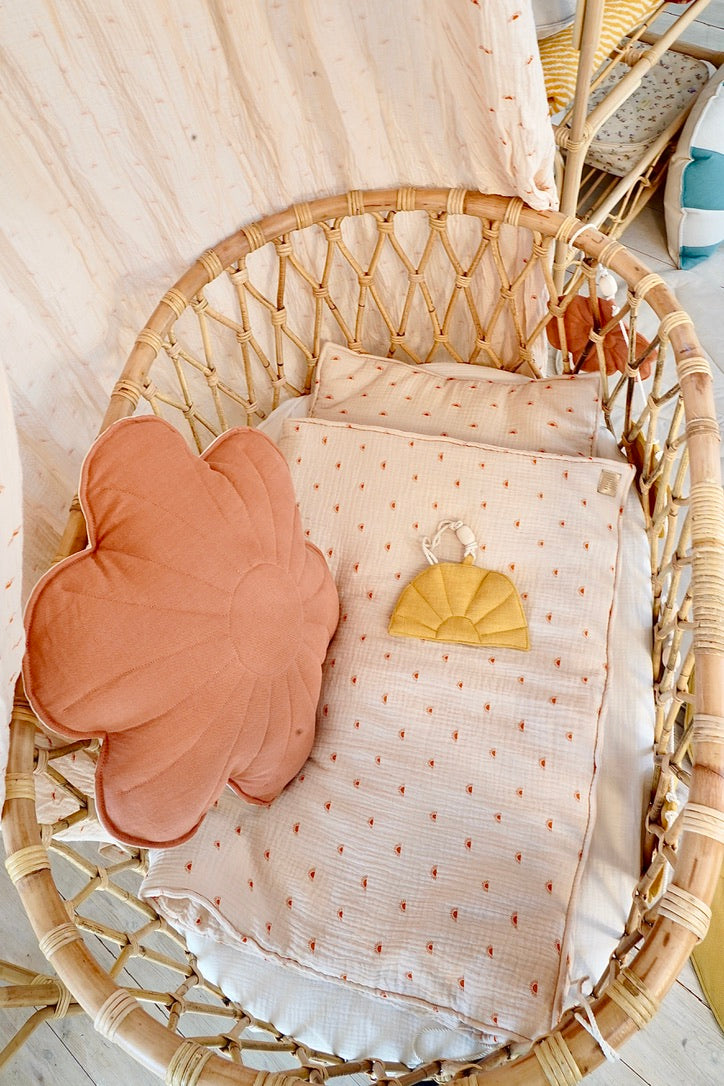 Linen Papaya Flower Pillow