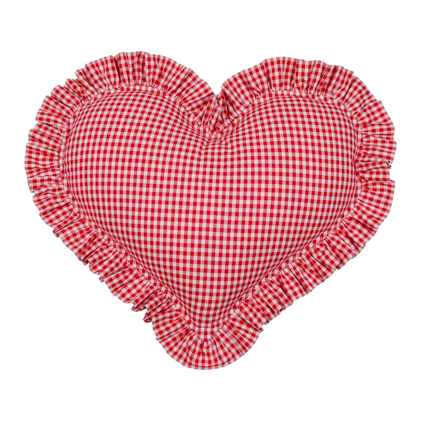 Red Checkered Heart Pillow with Frill