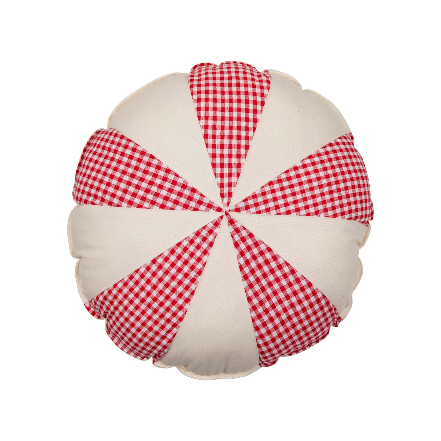 Red Checkered Round Patchwork Pillow