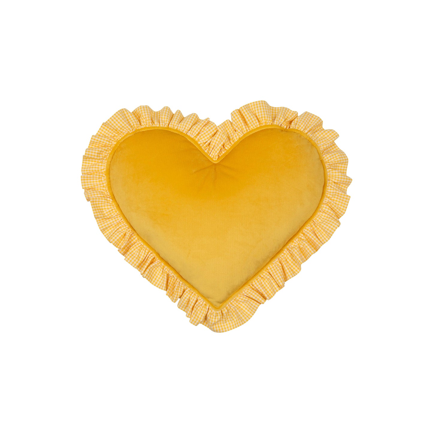 "Butter Yellow" Heart Pillow with Checkered Frill