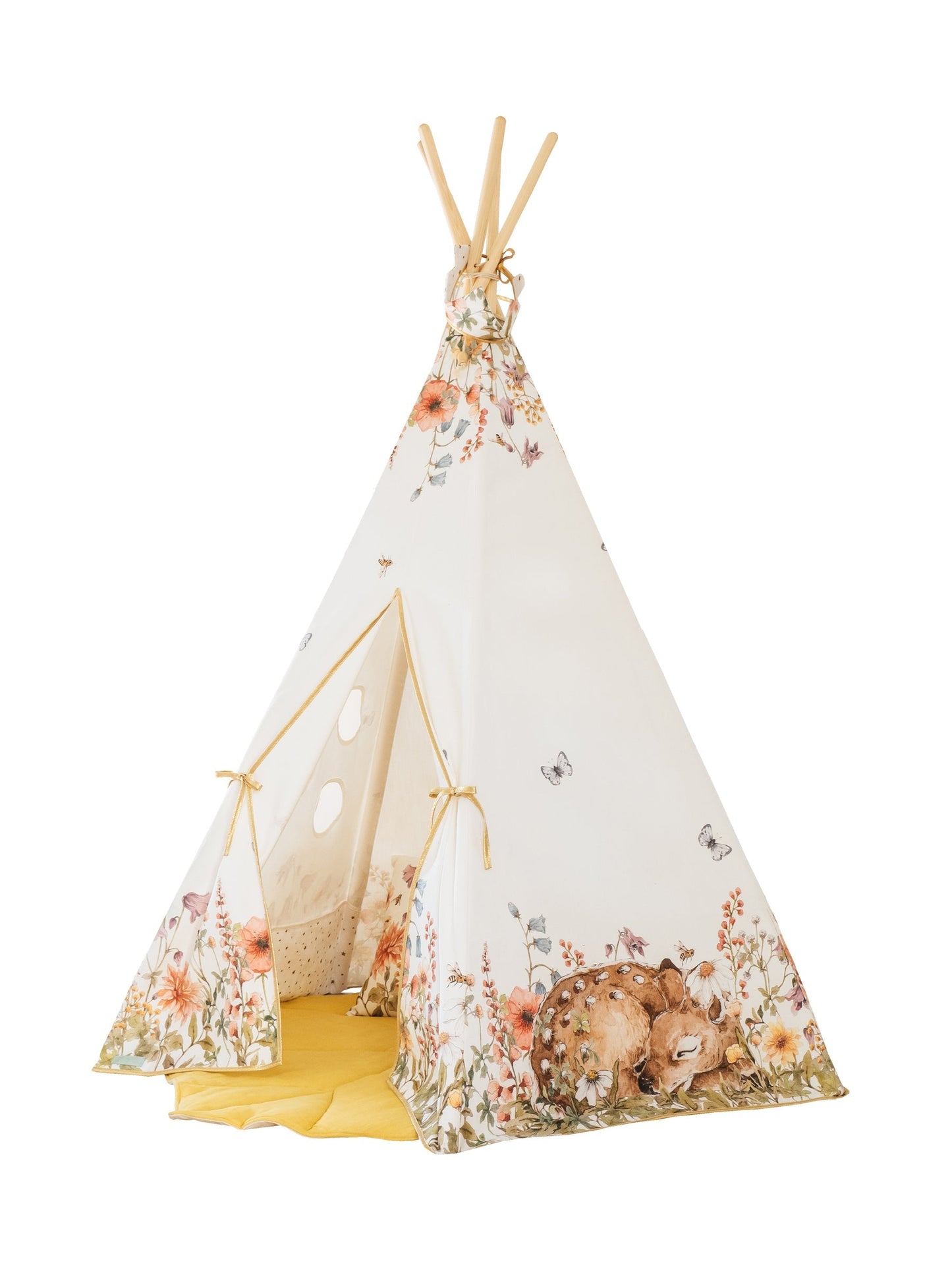Wildflowers Teepee and Powder Pink Leaf Mat Set