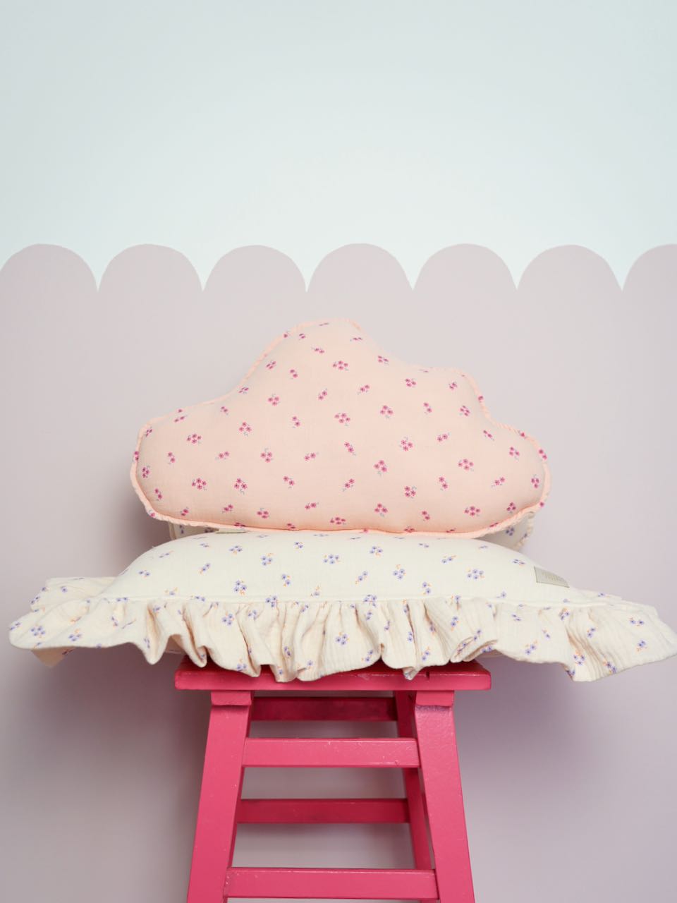 Muslin Pink Forget-Me-Not Cloud Pillow