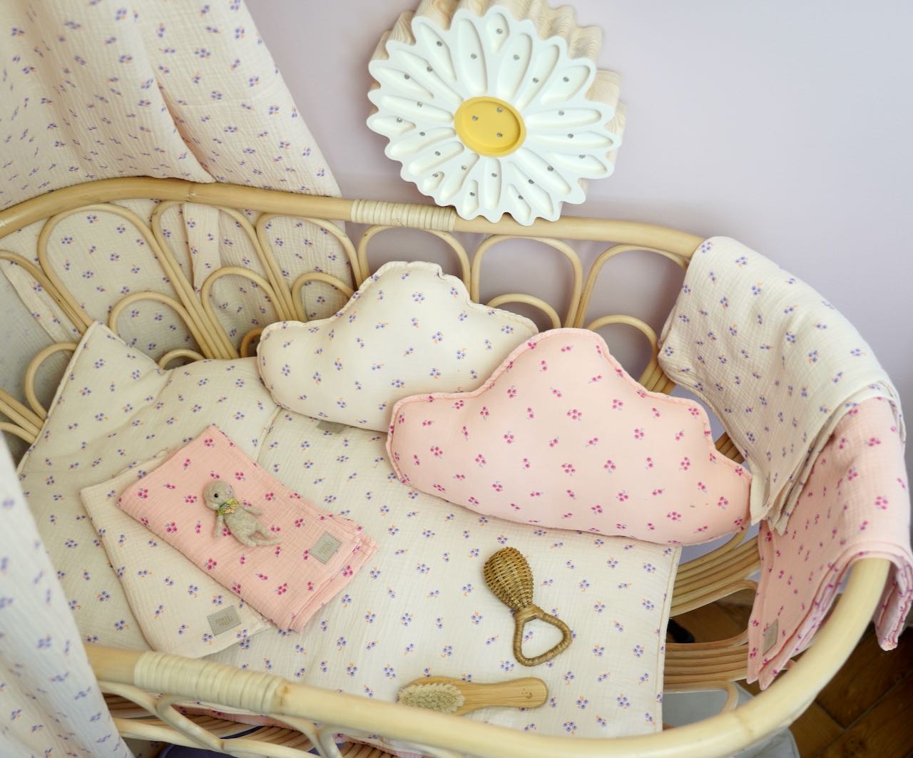 Muslin Pink Forget-Me-Not Cloud Pillow