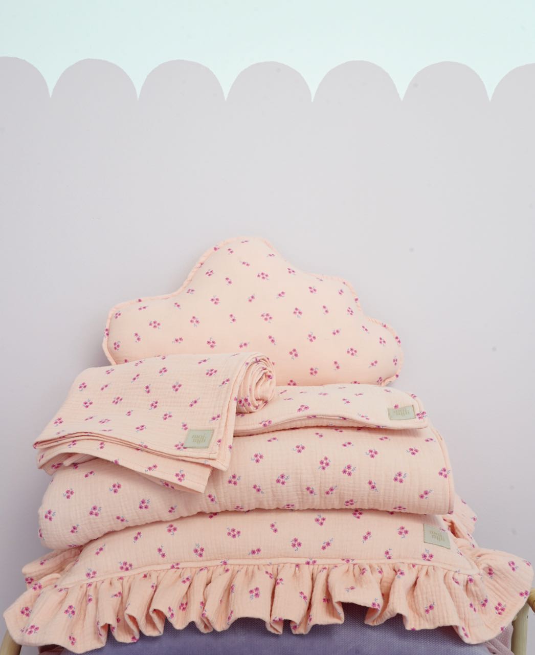 Muslin Pink Forget-Me-Not Cloud Pillow