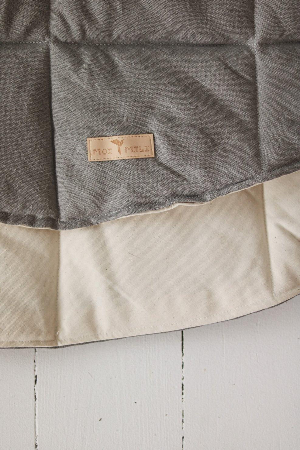 Beige Teepee and Grey Linen Round Mat Set