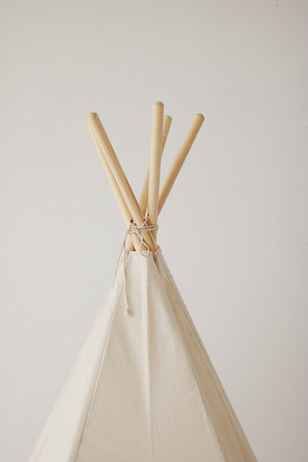 Beige Teepee and Grey Linen Round Mat Set