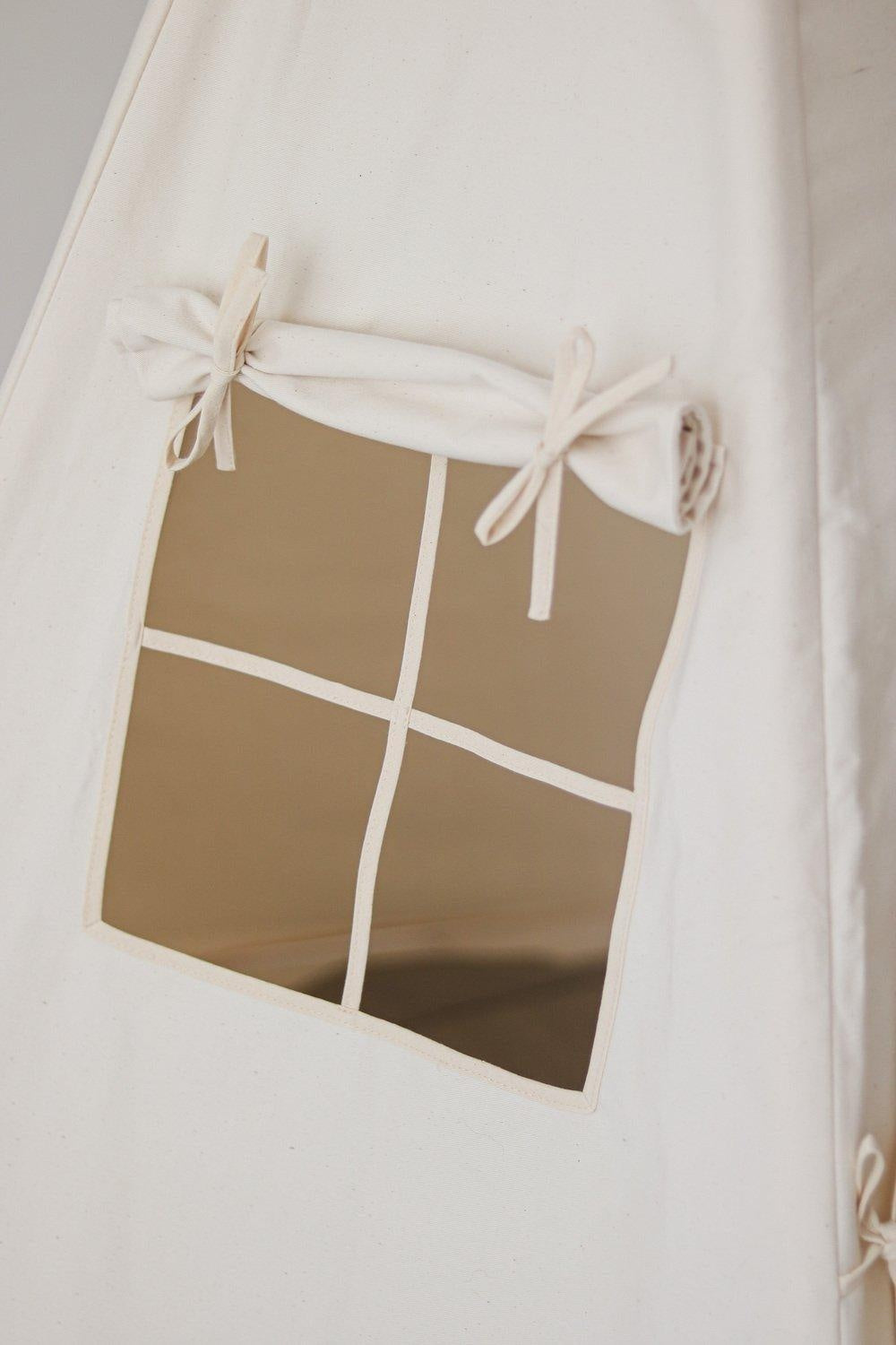 Beige Teepee and Grey Linen Round Mat Set