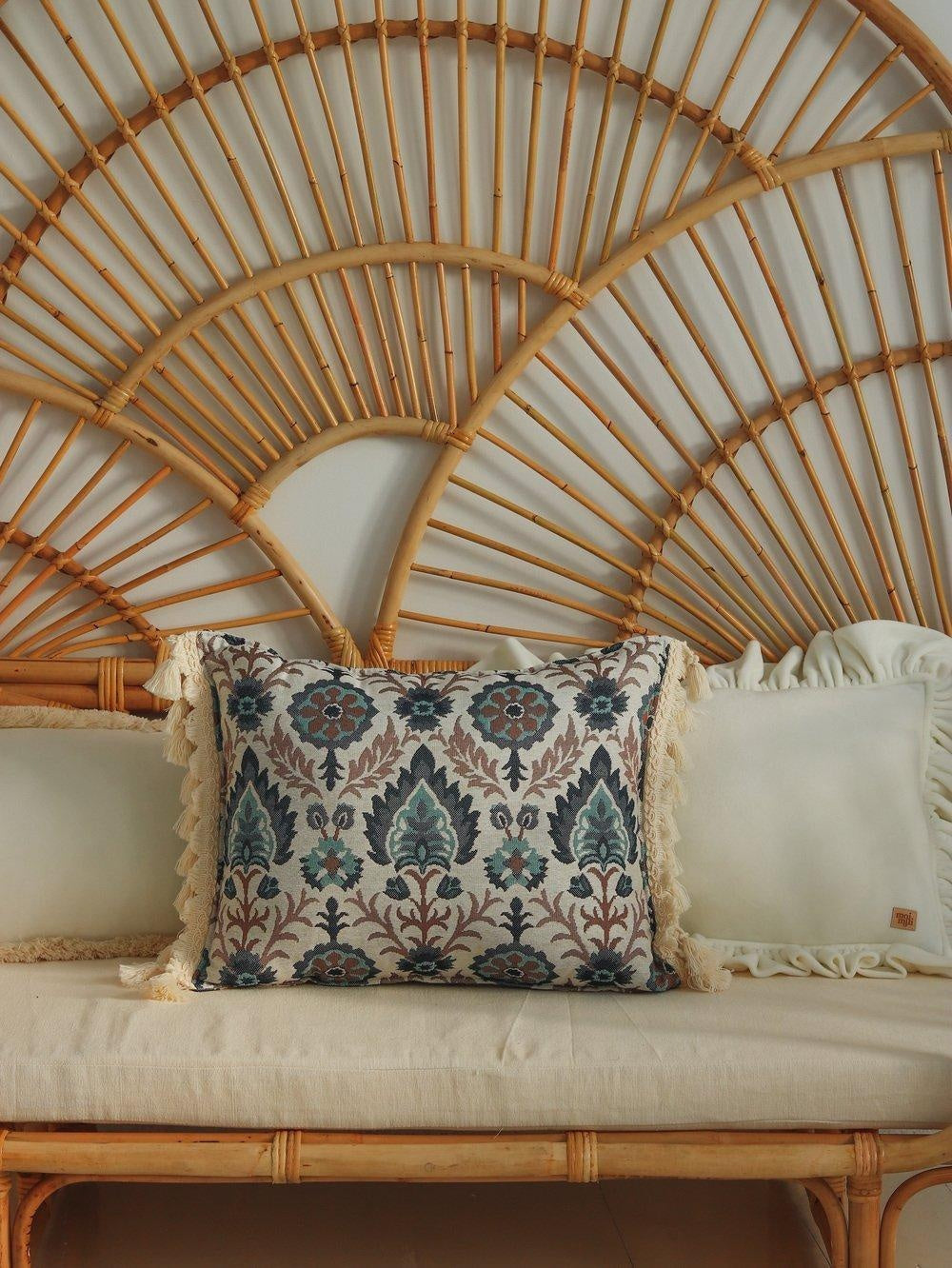 Blue Iris in Istanbul Pillow with Fringe