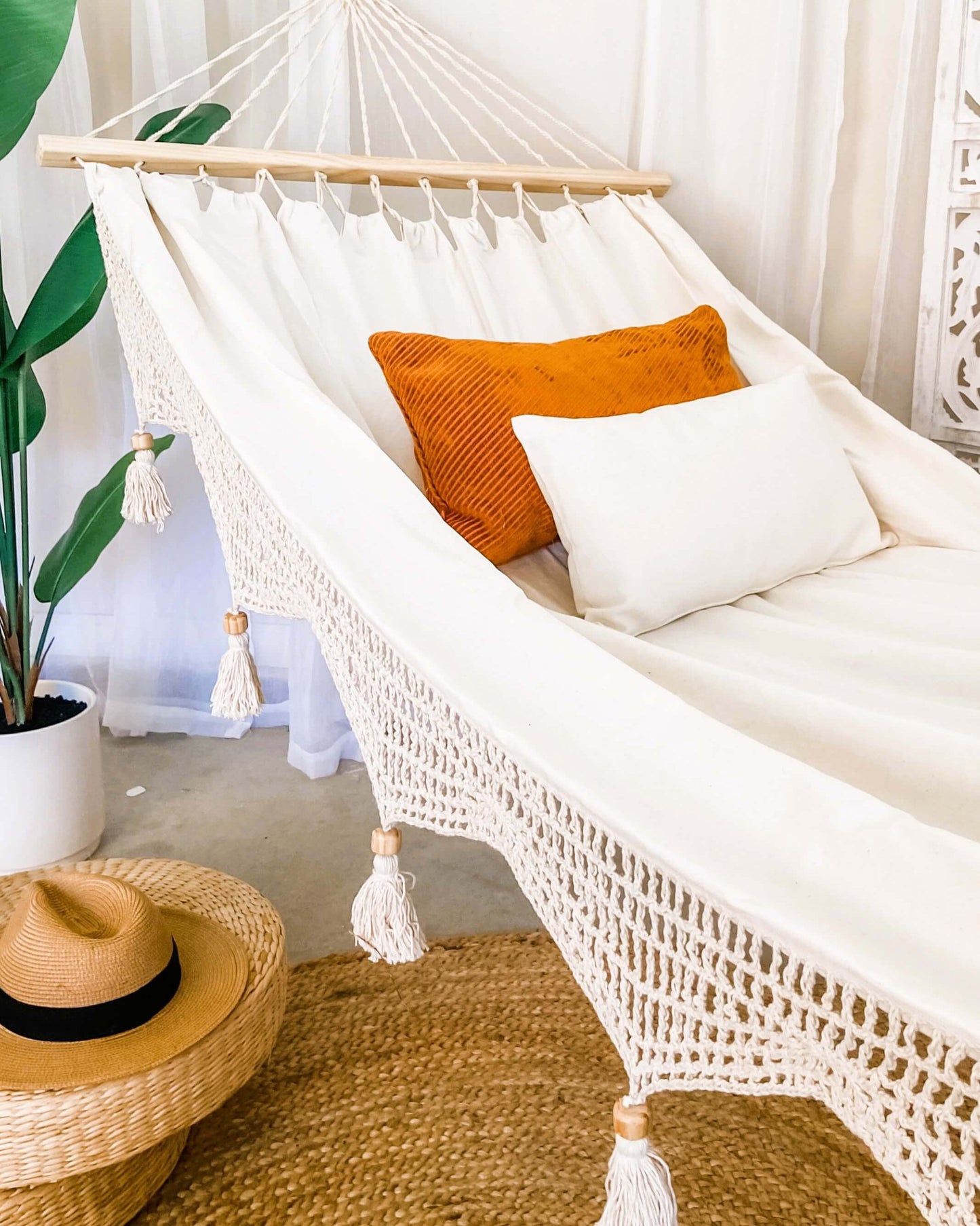 Bohemian Hammock With Wood Spreader Bars | DANIELLA LUX