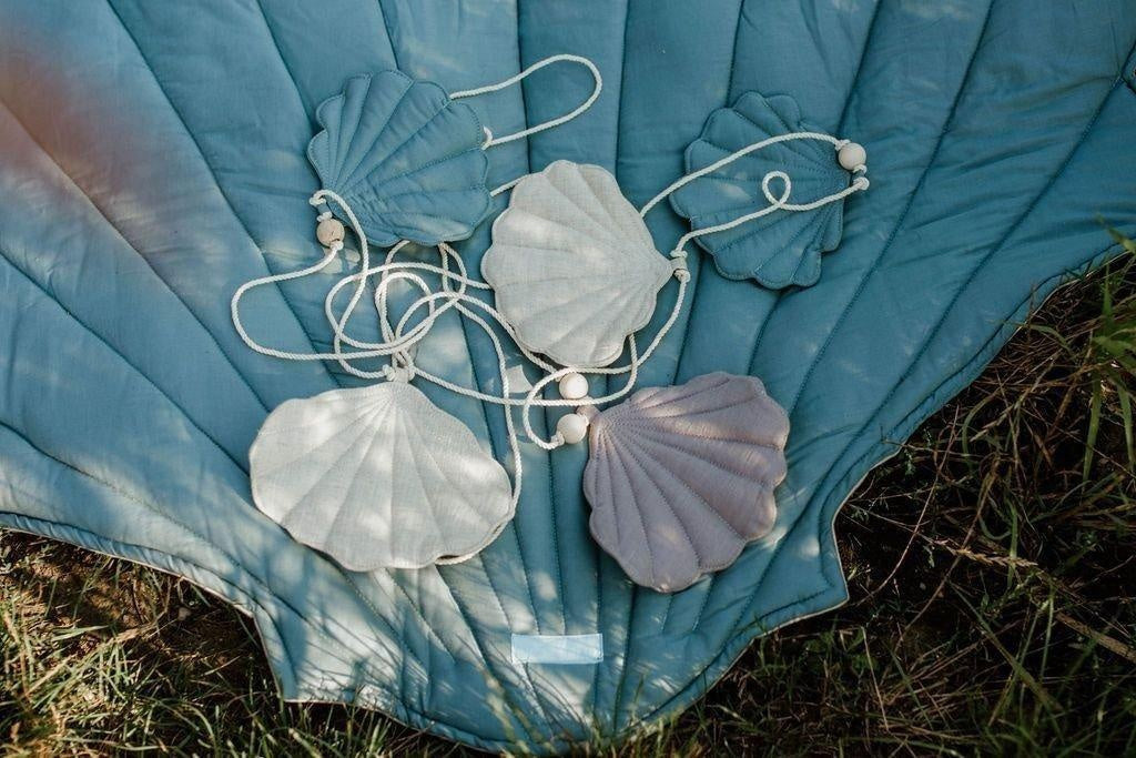 Linen Blue Garland with Shells