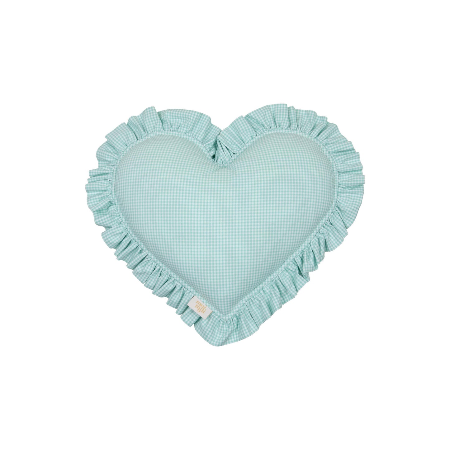 "Mint" Heart Pillow with Checkered Frill