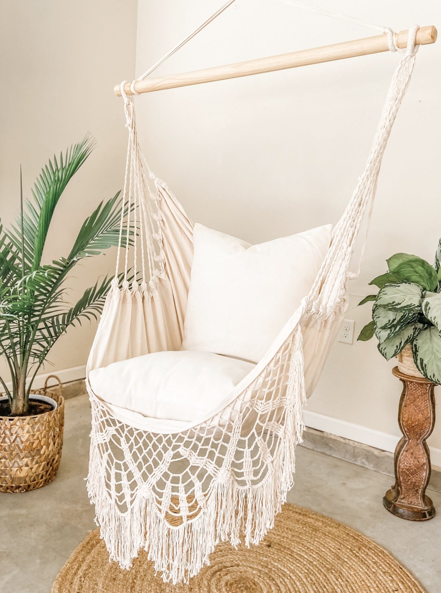 White Boho Crochet Hammock Chair Swing | NINA