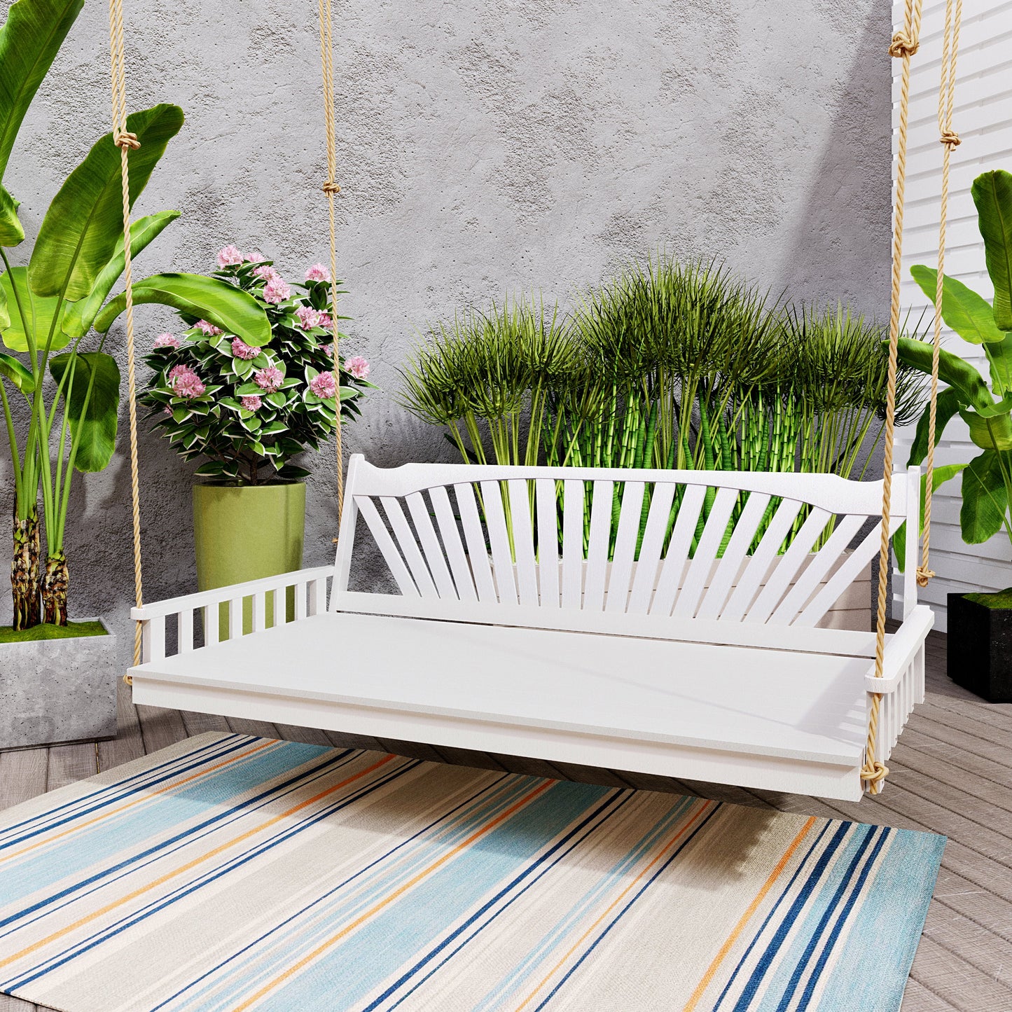 Keystone Amish Co. 4 Foot Sunburst Porch Swing Bed, Carribean Blue Paint