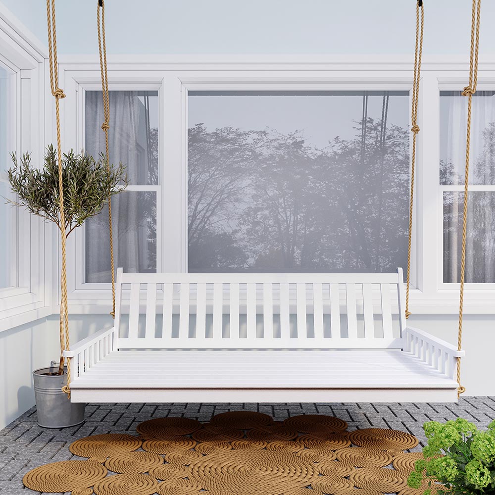 Keystone Amish Co. 6 Foot Franklin Porch Swing Bed, White Paint