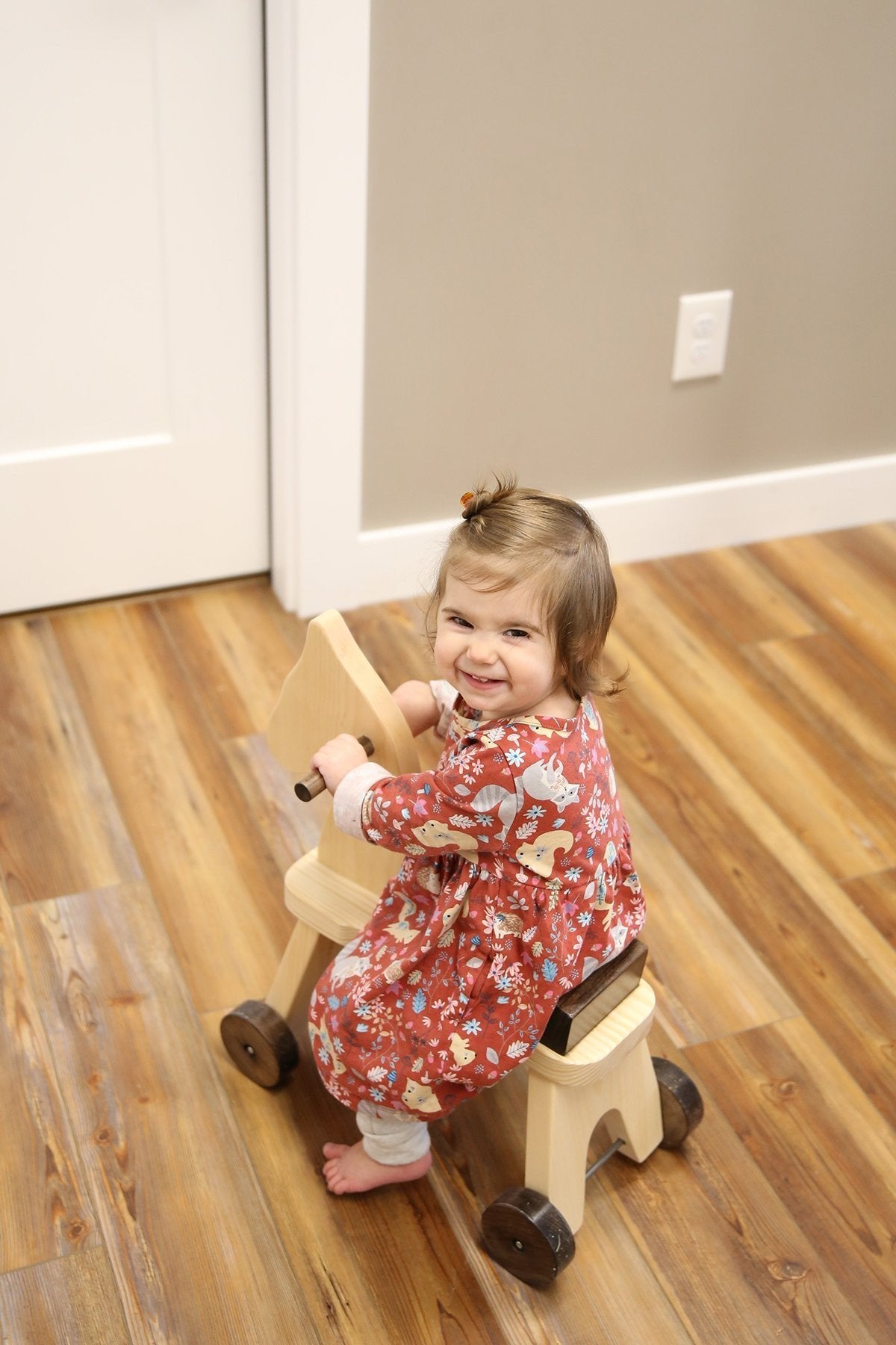 Amish-Made Wooden Riding Horse Toddler Ride-on Toy
