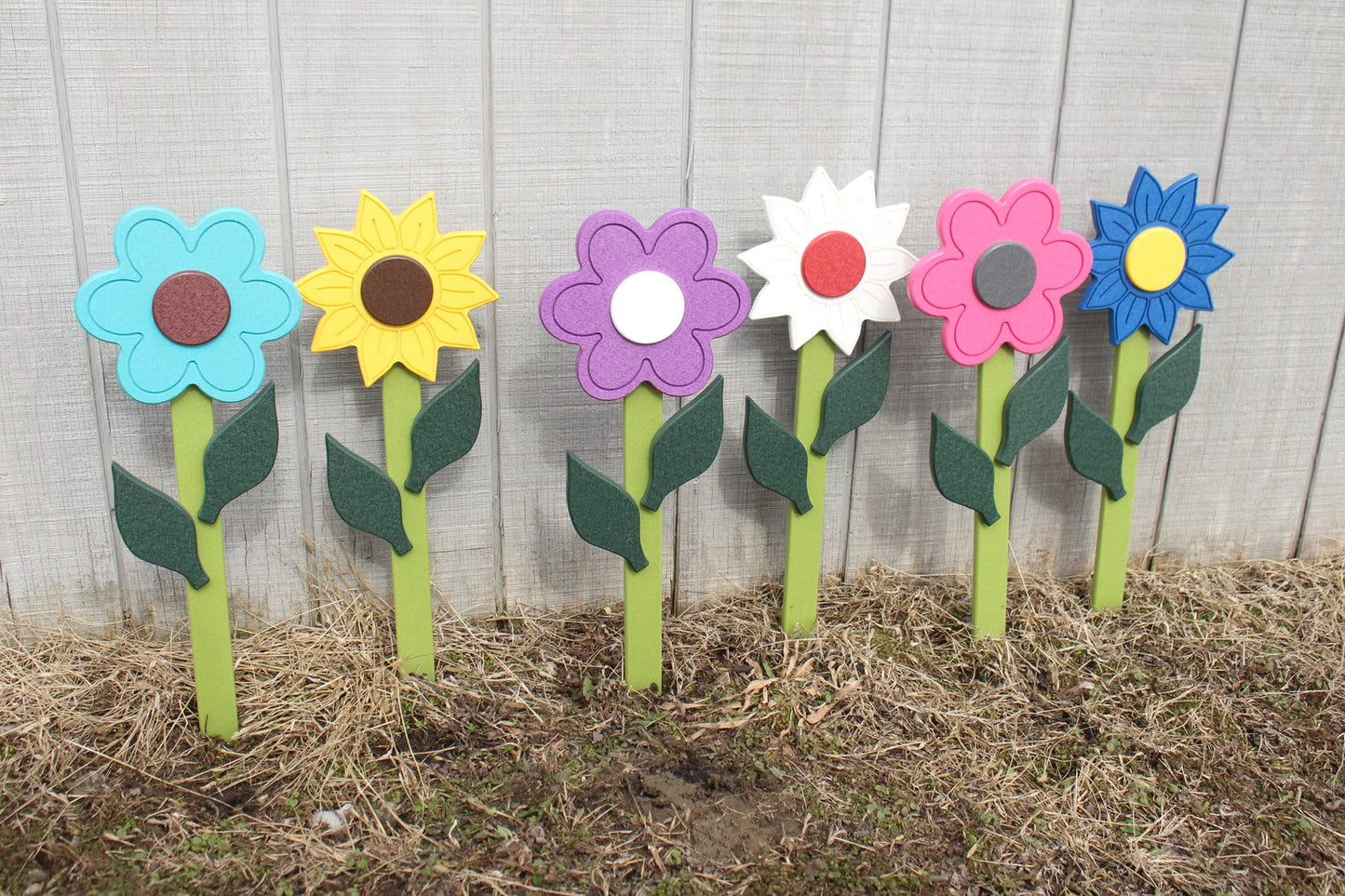 NEW! Decorative Flower Stake for Outdoor Décor, Amish-Made with Poly Lumber, Sunflower