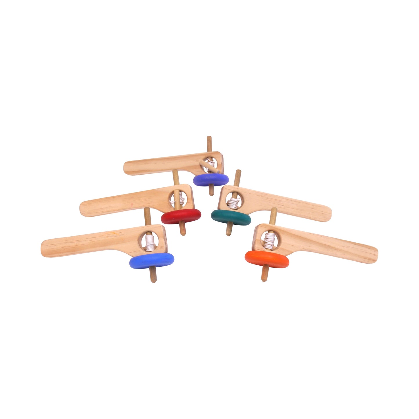 Amish-Made Spinning Wooden Top Toy with Handle and Pull String