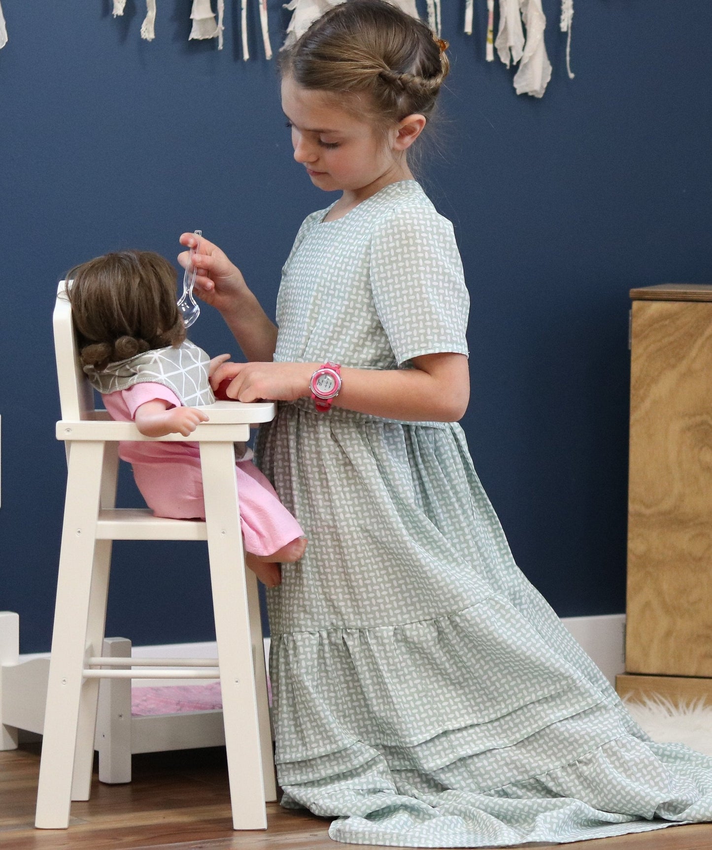 Amish-Made "Rebekah's Collection" Wooden Doll High Chair Toy