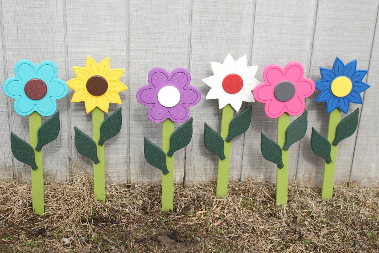 NEW! Decorative Flower Stake for Outdoor Décor, Amish-Made with Poly Lumber, Sunflower