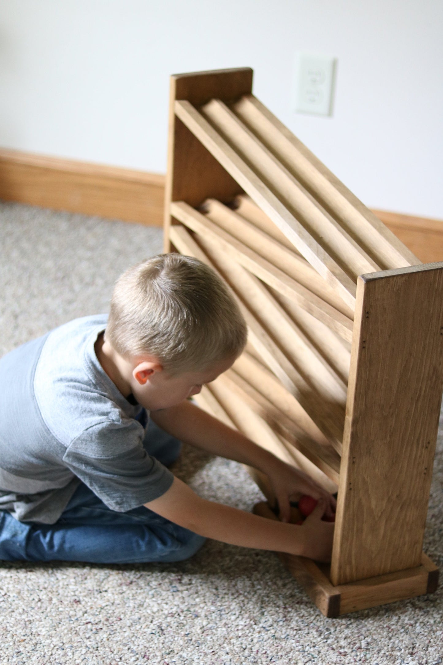 Amish-Made Wooden Ball Roller Racetrack Toy