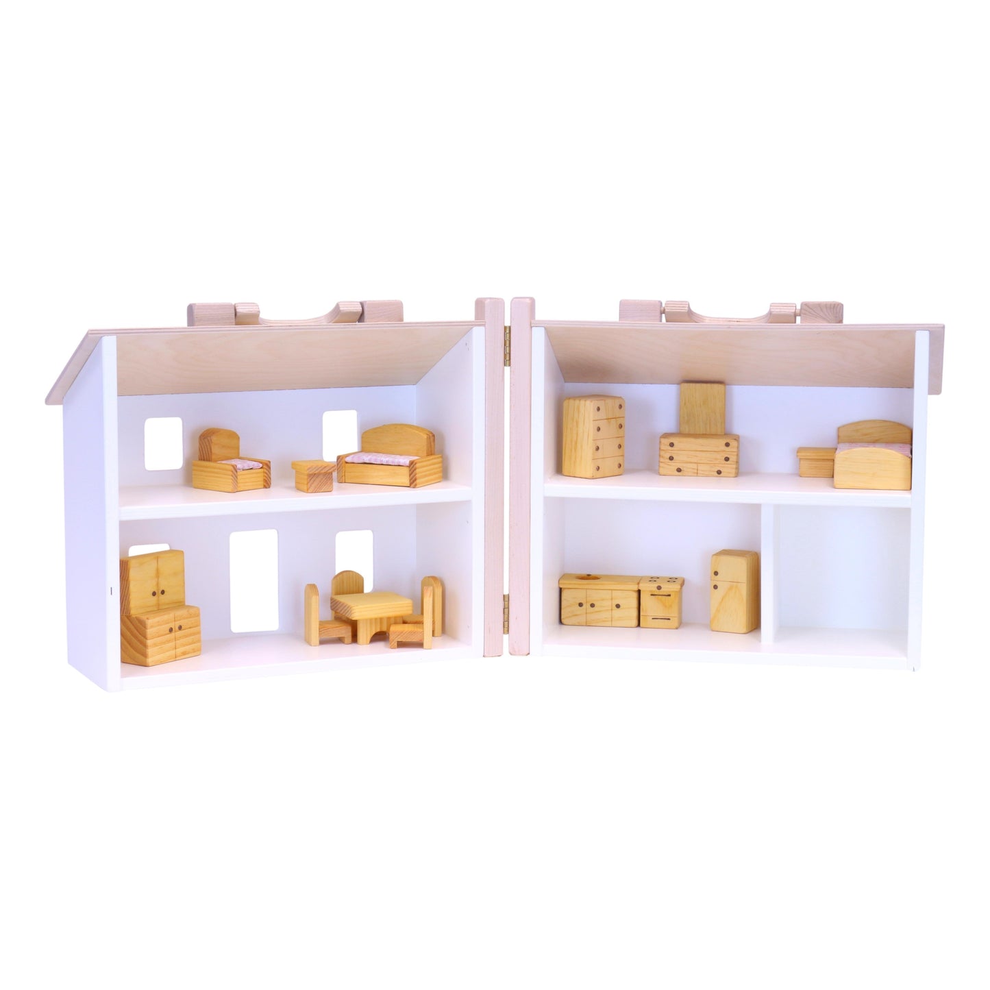 Wooden Doll House Toy with 16 Piece Doll-House Furniture Set