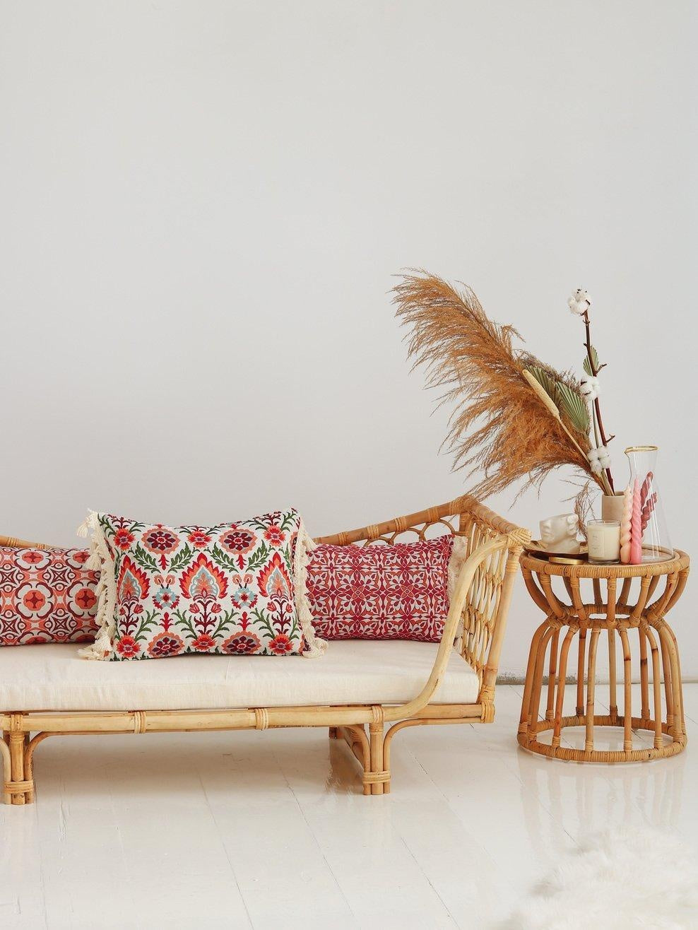 Scarlet Iris in Cancaya Pillow with Fringe