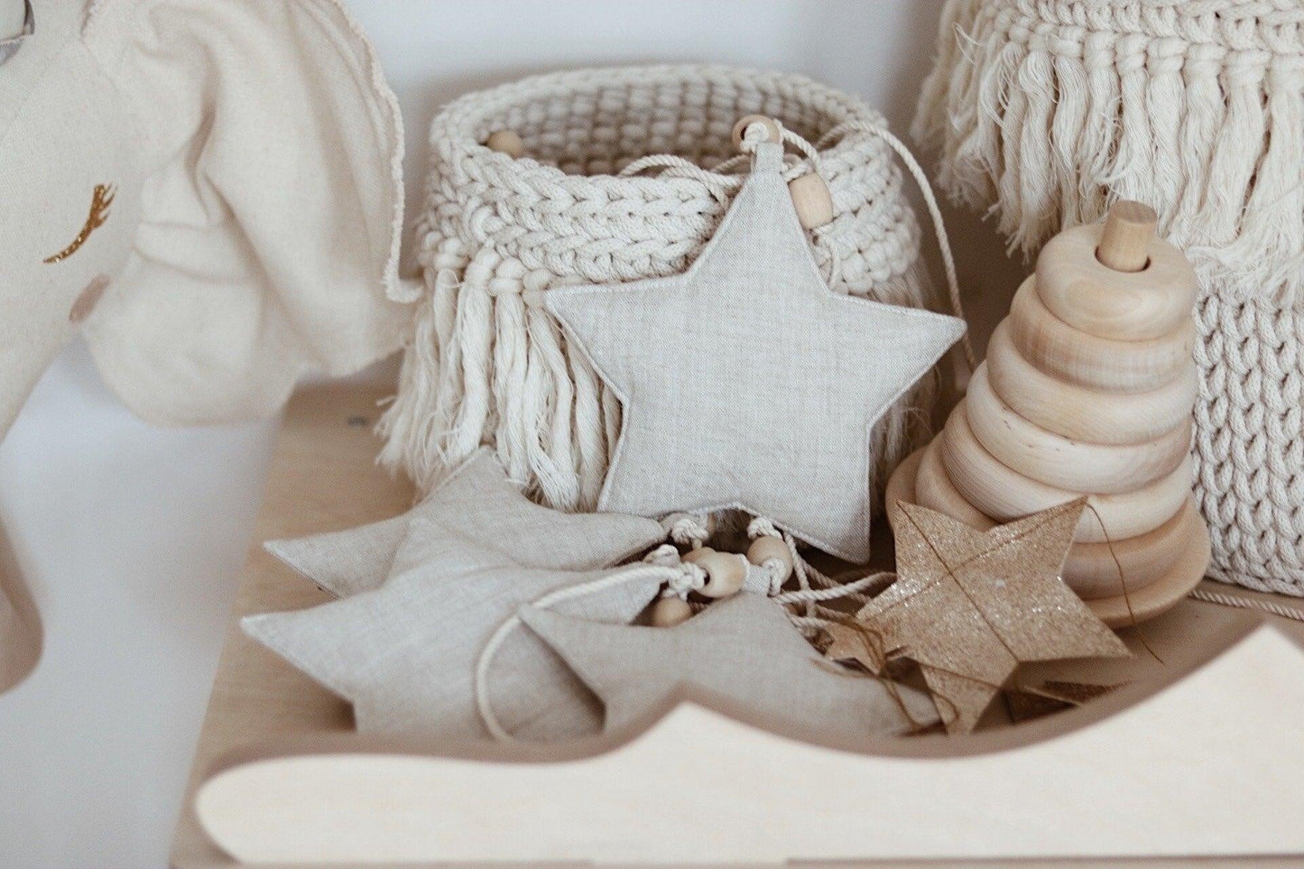 Linen Sand Star Dust Garland with Sand Stars
