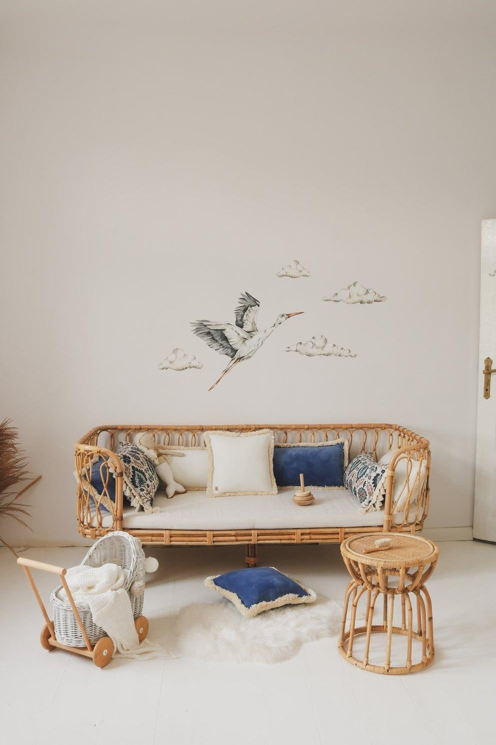 Soft Velvet White Pillow with Fringe