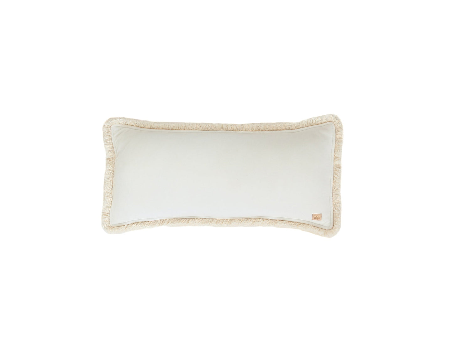 Soft Velvet White Bolster Pillow with Fringe