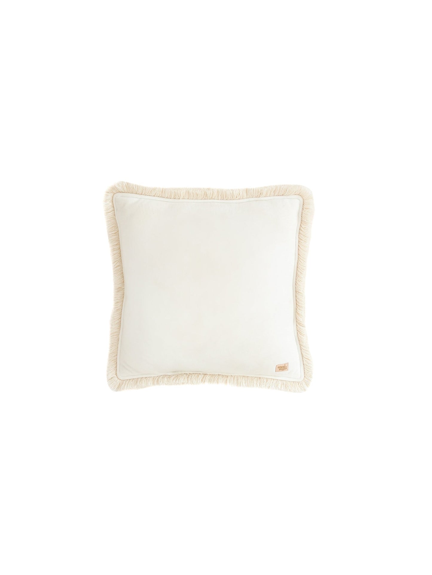 Soft Velvet White Pillow with Fringe