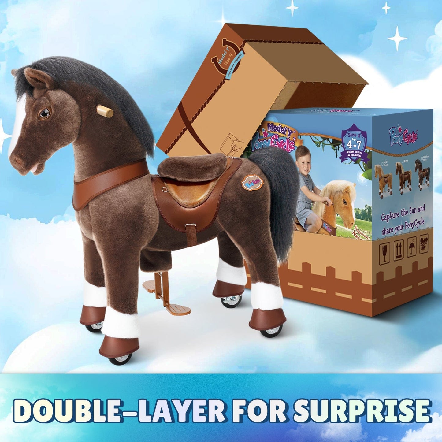 Model Y Chocolate Brown Horse Rideable Toy for Age 4-7