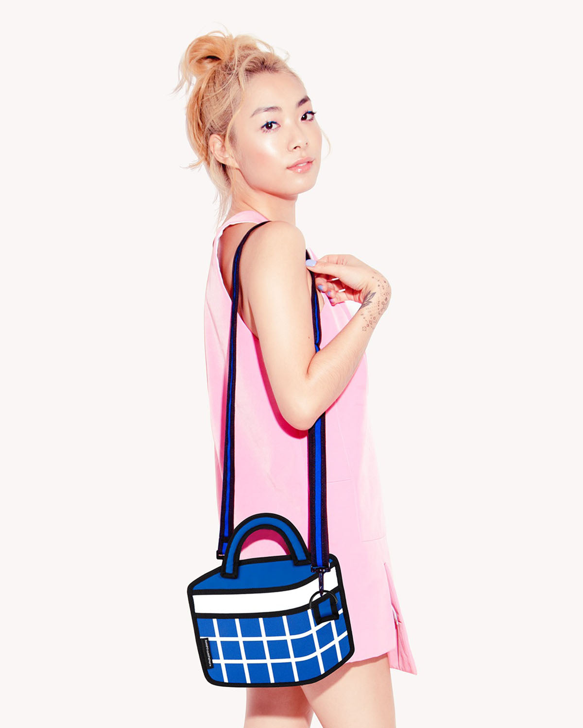 2D Handbag CHECKERED Dark Blue