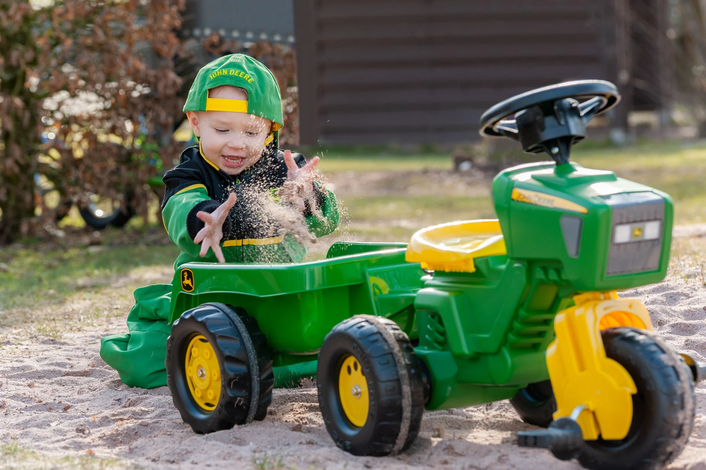 John Deere 3-Wheeled Pedal Tractor With Trailer