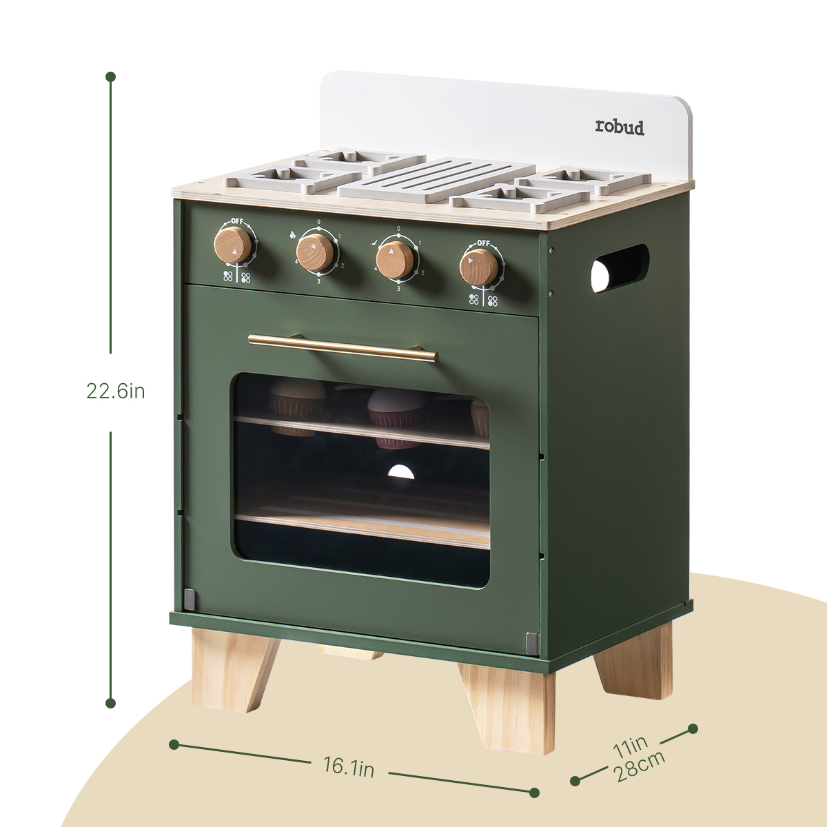 Vintage Green Wooden Play Oven