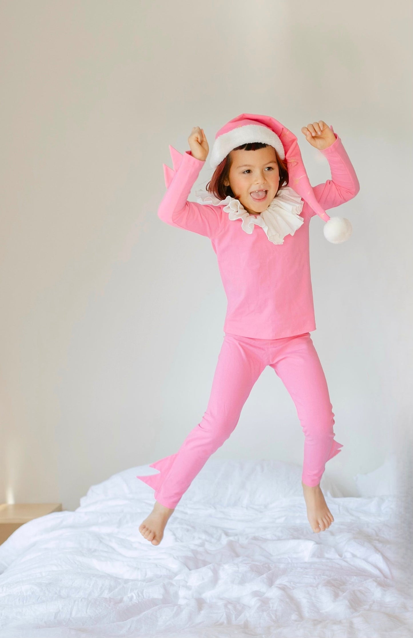 Pink Holiday Elf Pajama Costume