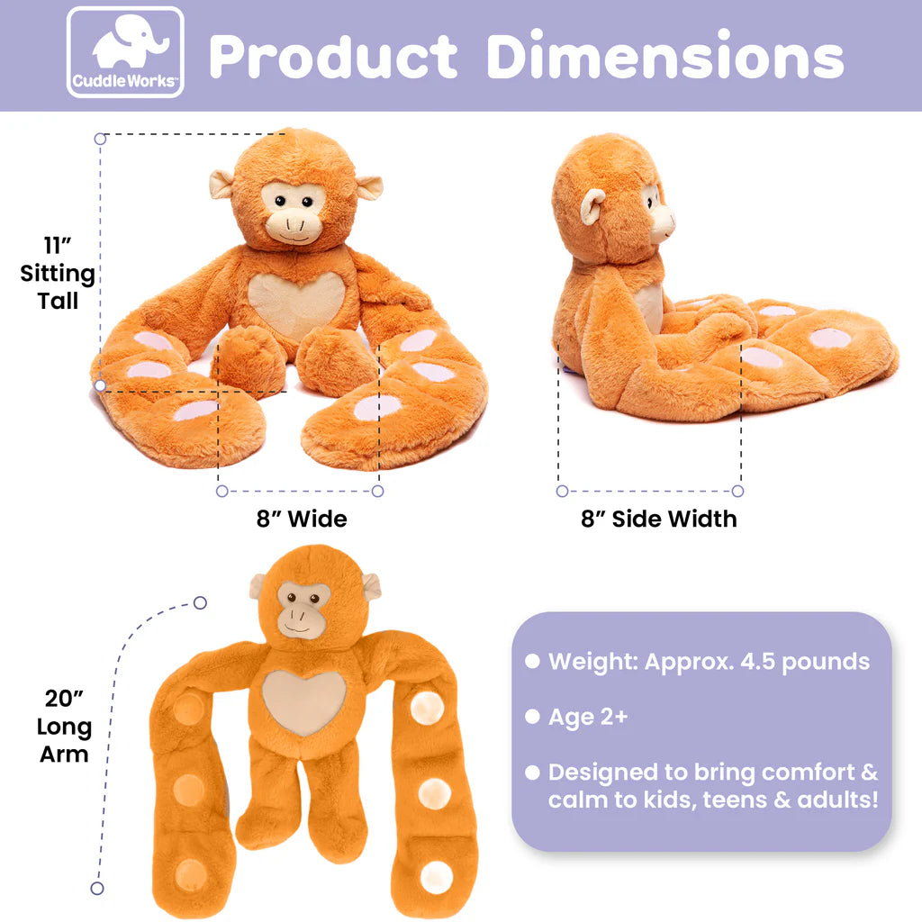 Cuddle Works Weighted Sensory Plush Toy Monkey Hugger