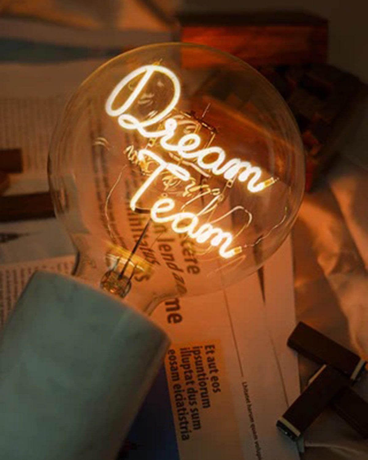 Bulb DREAM TEAM Amber with Base Table Lamp PORTABLE Pop Nomad